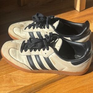 adidas Samba Sneakers - Black & Off-White with Gum Sole